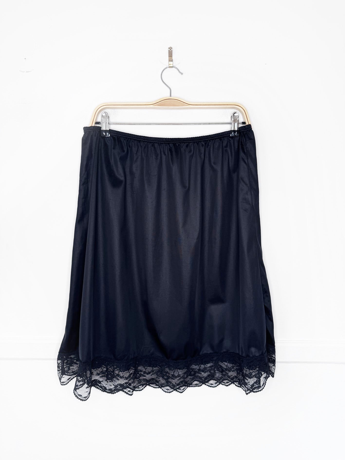 vintage 80s georgie girl sateen lace trim mini slip skirt