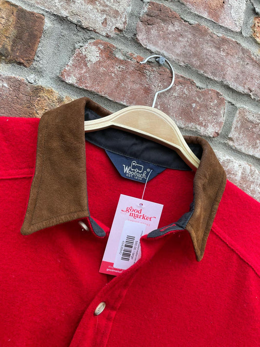 vintage 70s woolrich leather trim wool shirt