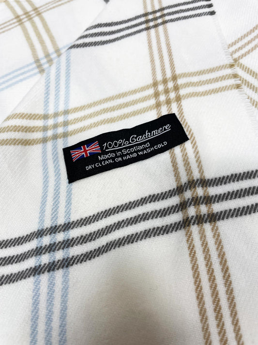 100% cashmere plaid fringe scarf | made in Scotland