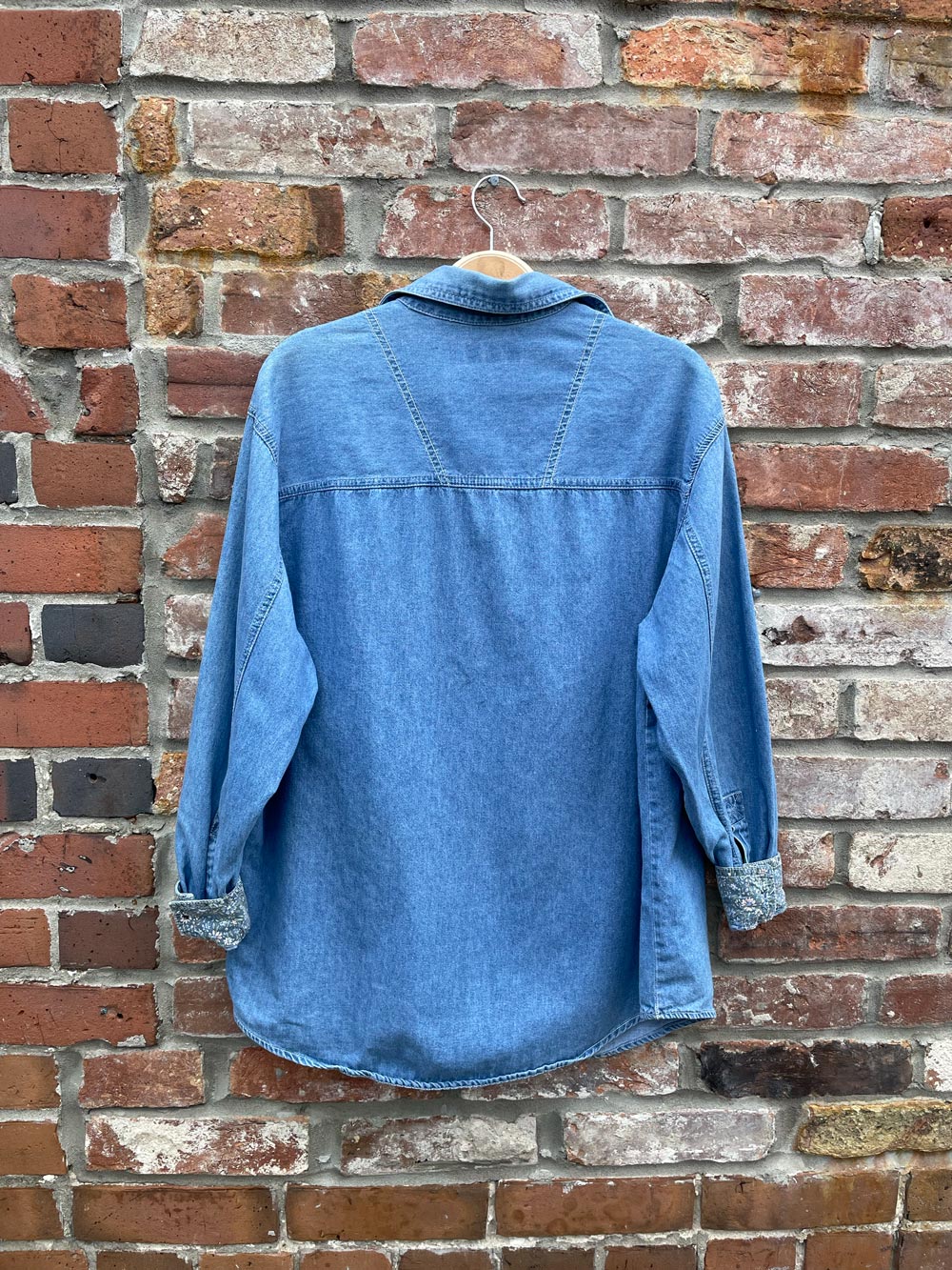 vintage riders by lee floral trim denim shirt