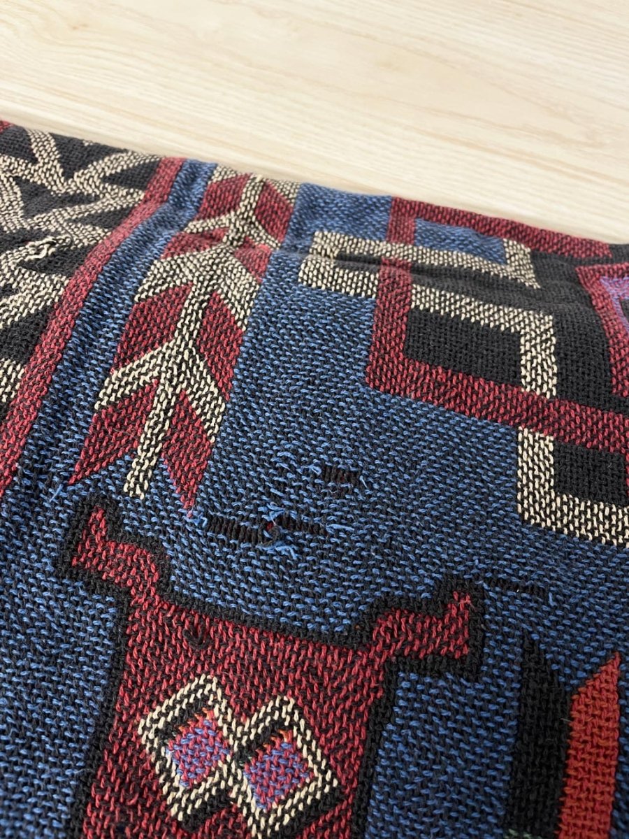 vintage 90s southwestern woven cotton throw blanket - good market thrift store