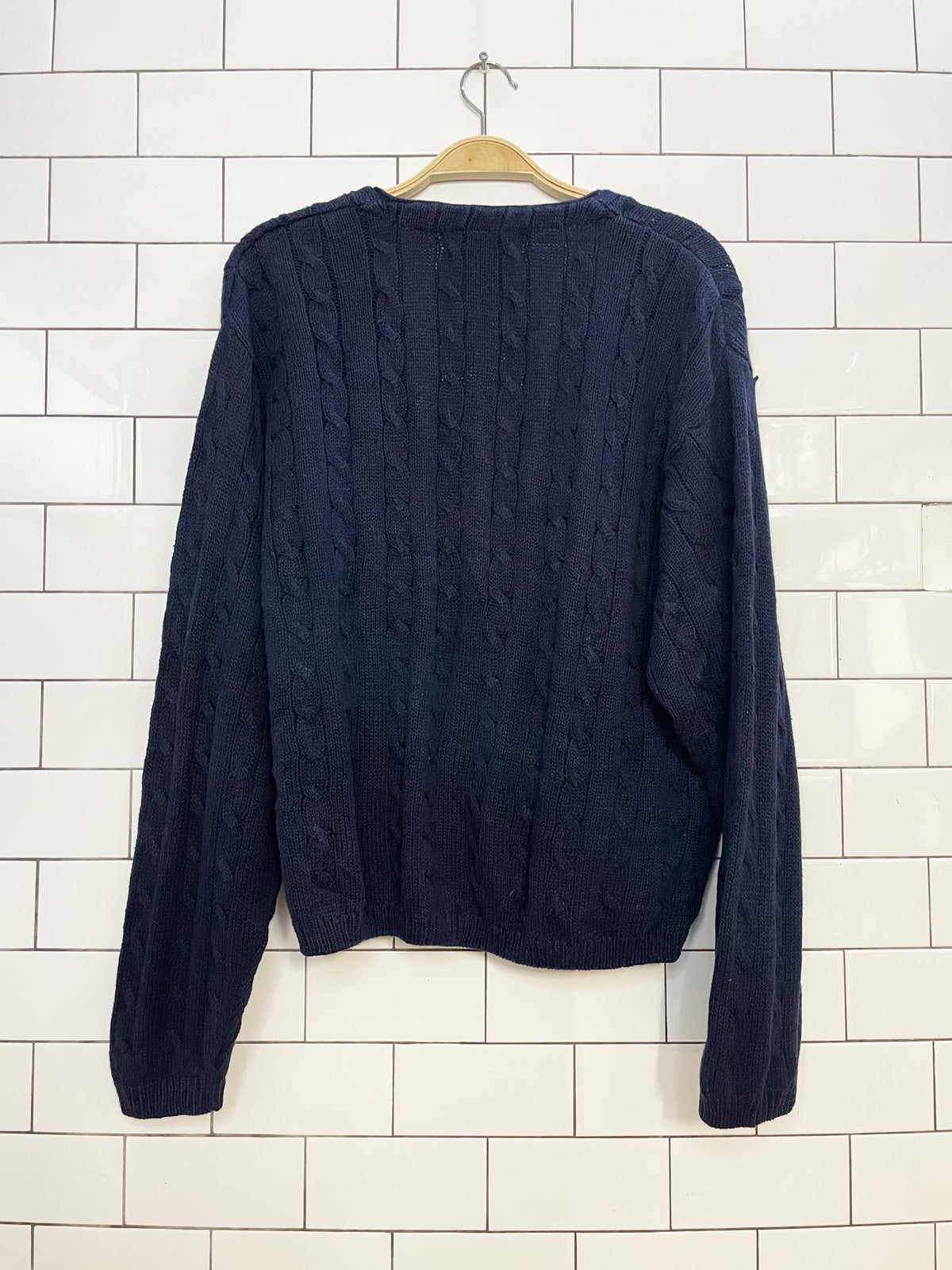 vintage princeton club ramie-blend cable knit cardigan sweater