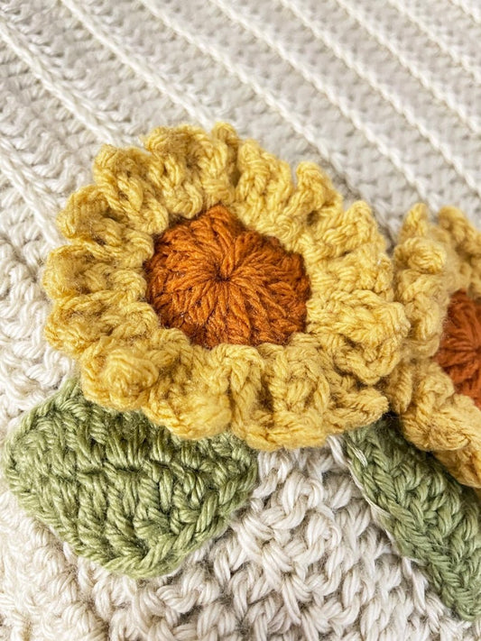 hand - knit sunflower throw blanket - good market thrift store
