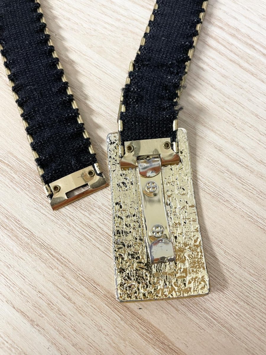 vintage 60s metal scales stretch belt - good market thrift store