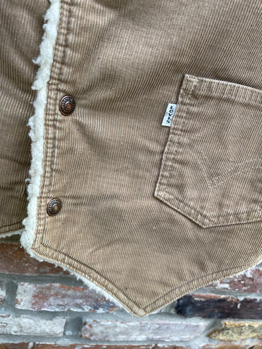 vintage 70s levi's sherpa lined corduroy vest