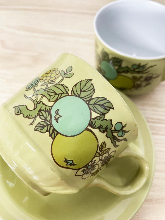 x2 vintage 70s alfred deakin appledore avacado teacup set | england - good market thrift store
