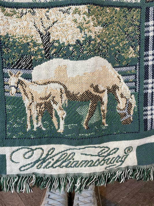 vintage williamsburg goodwin weavers farm throw blanket