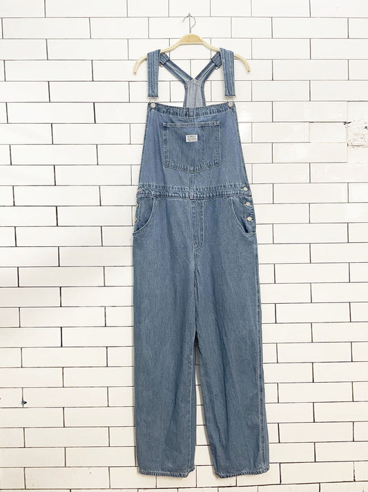 levi's white tab baggy denim overalls