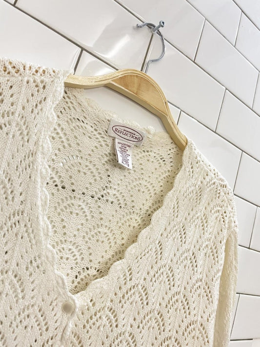 vintage 00s NR crochet knit cardigan top - good market thrift store