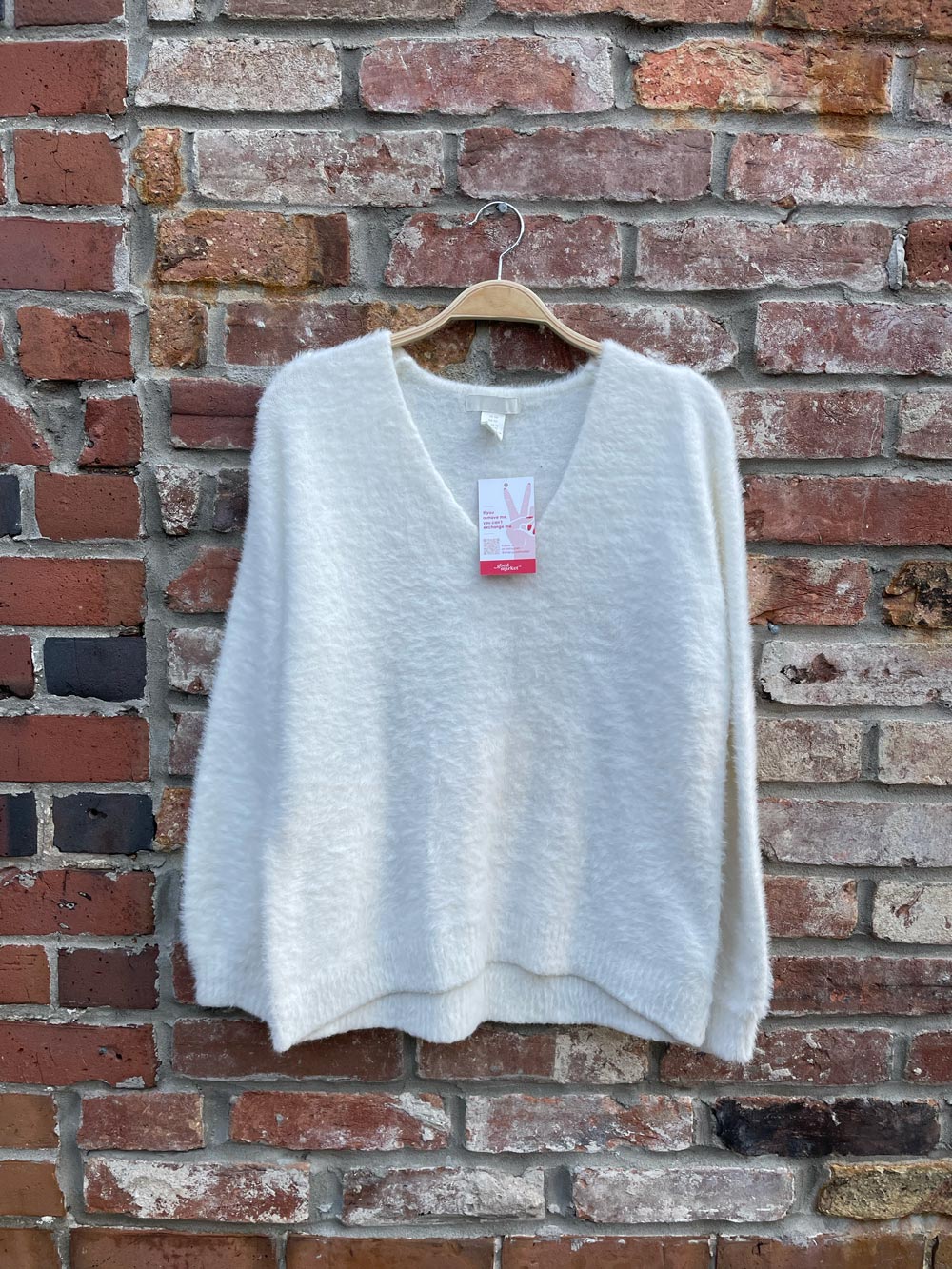 h&m fuzzy knit v-neck sweater