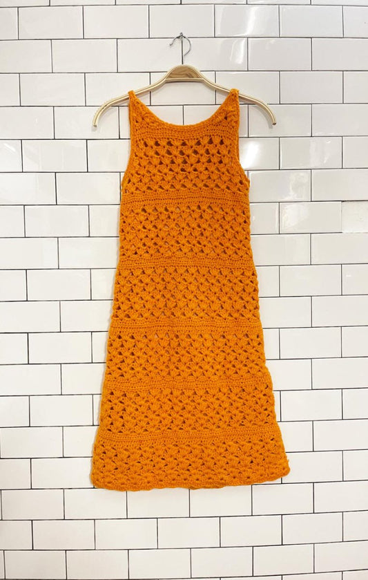 vintage 60s handmade crochet festival tank dress - good market thrift store