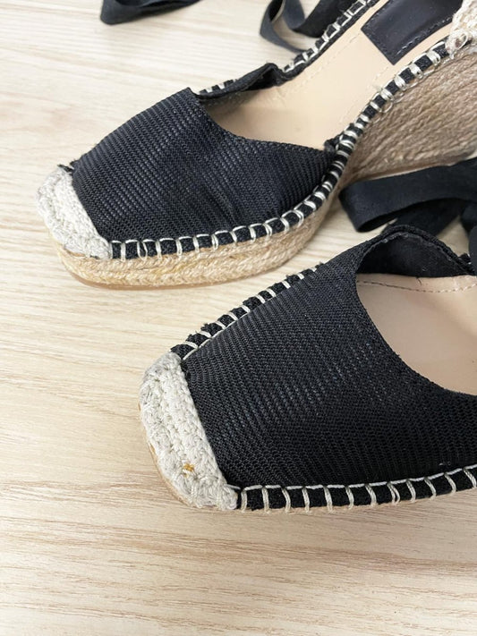 zara ankle wrap wedge espadrilles - good market thrift store