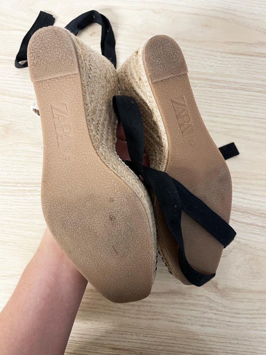 zara ankle wrap wedge espadrilles - good market thrift store
