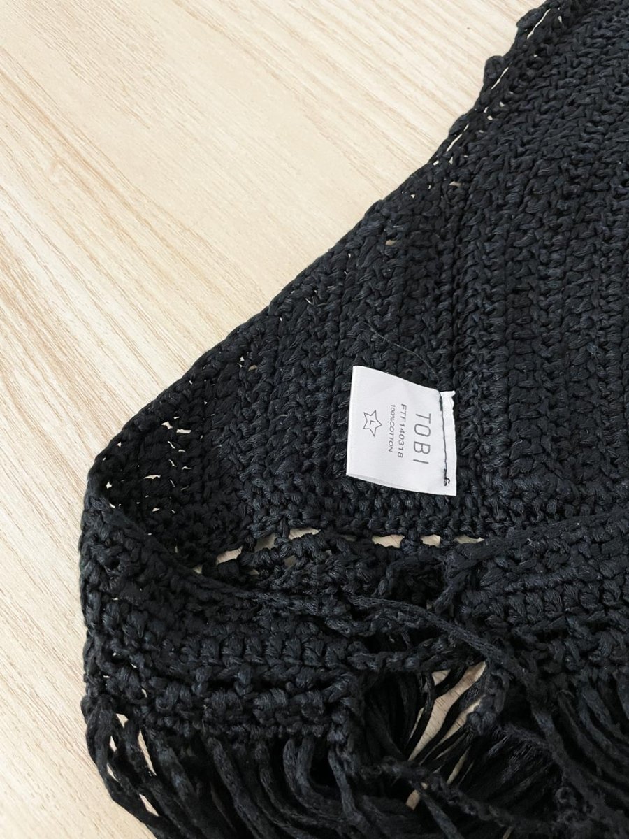 tobi crochet knit halter top with long fringe - good market thrift store