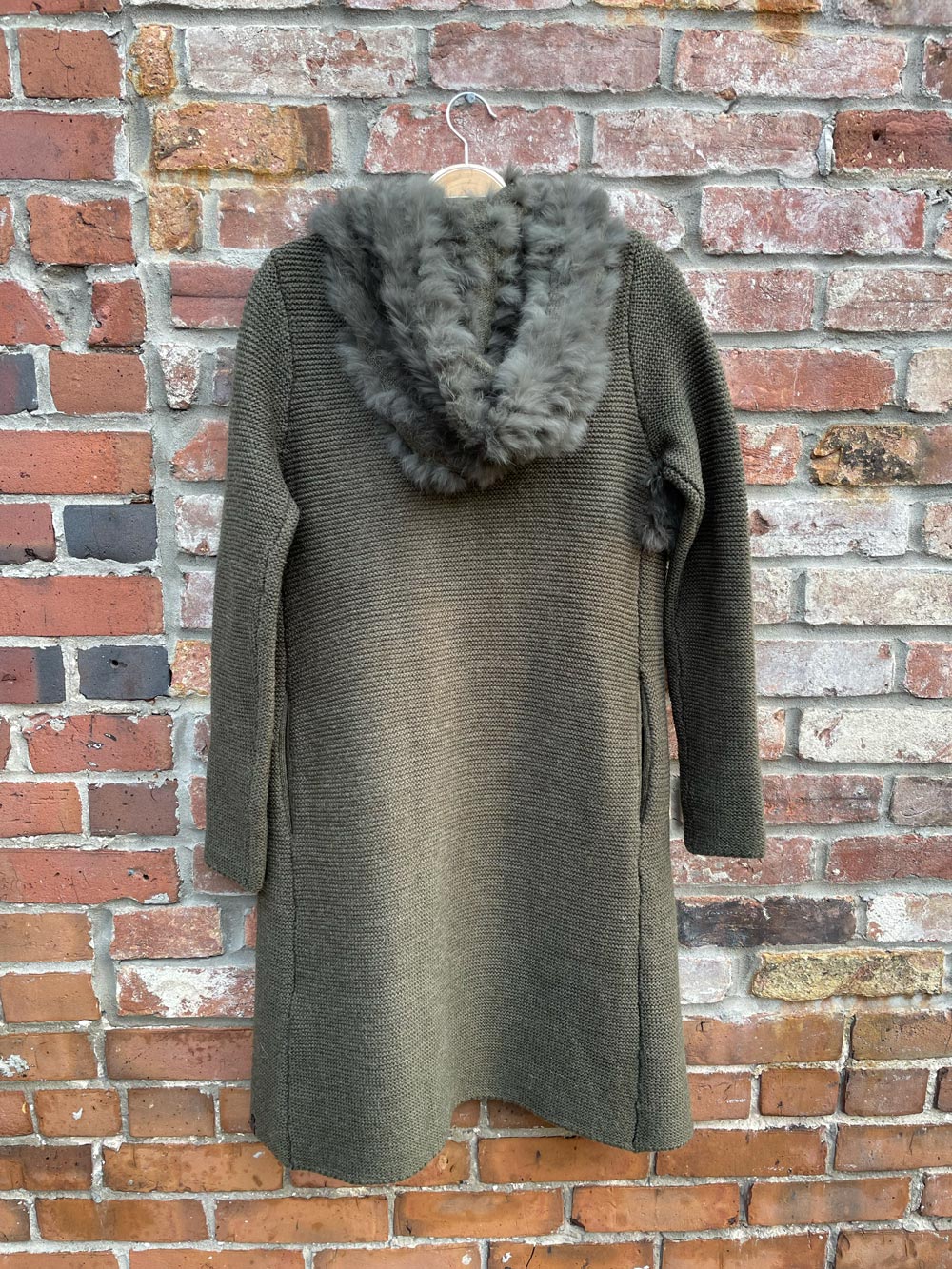 rudsak wool-blend cardigan with rabbit fur trim