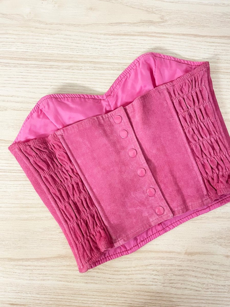 vintage chia pink suede bustier top - good market thrift store