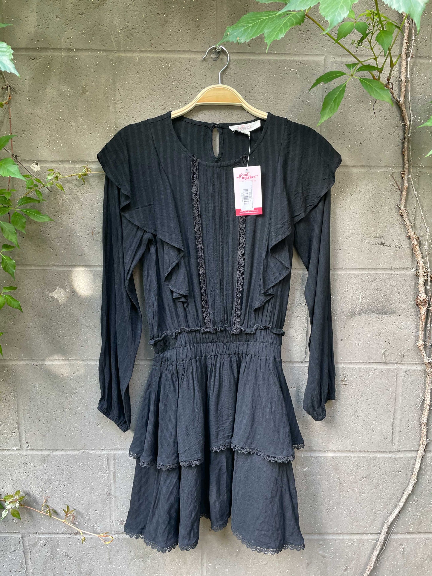 shabby chic boho ruffle long sleeve mini dress