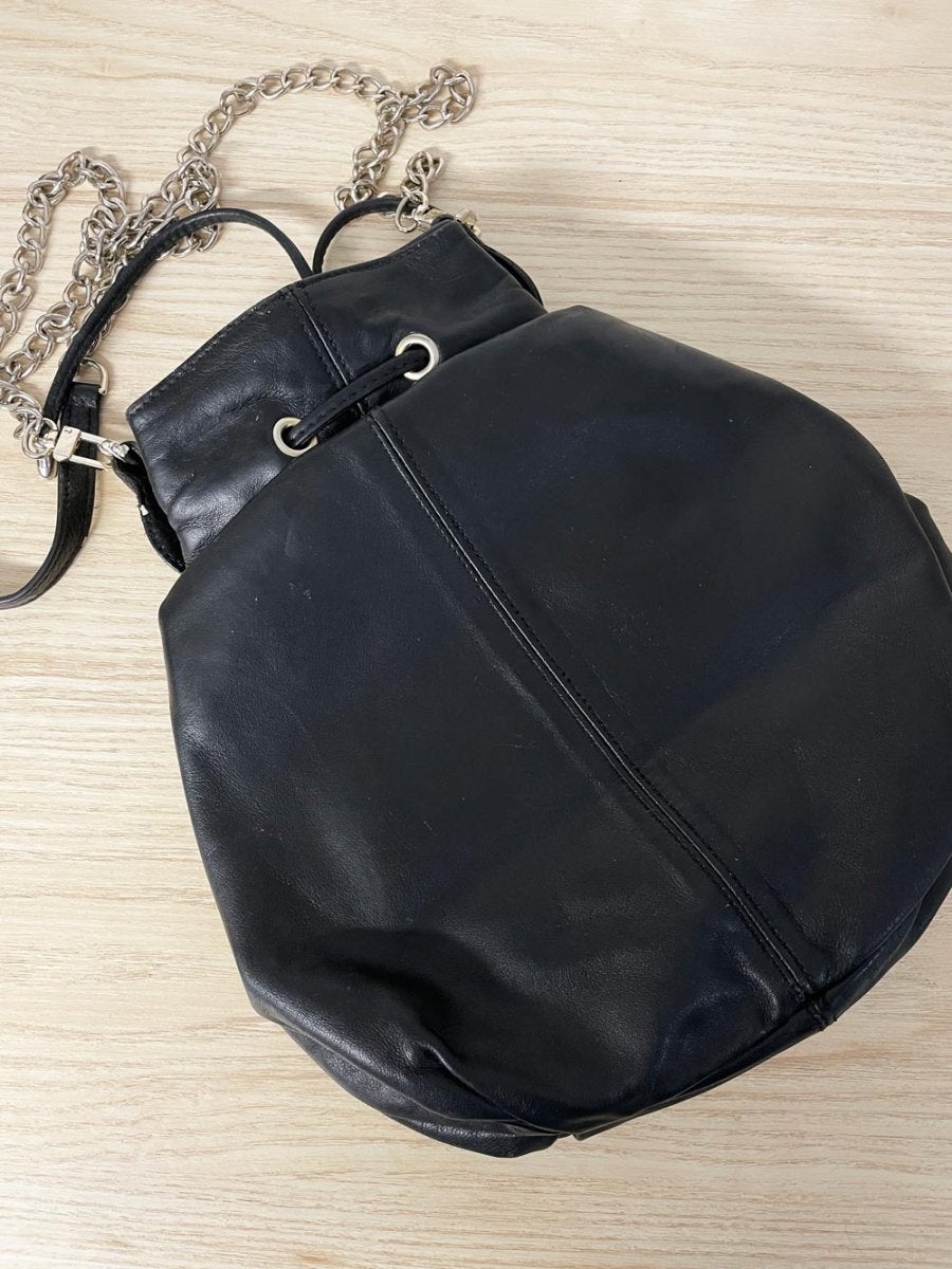 vintage 80s lion studded leather drawstring bag | made in italy - good market thrift store