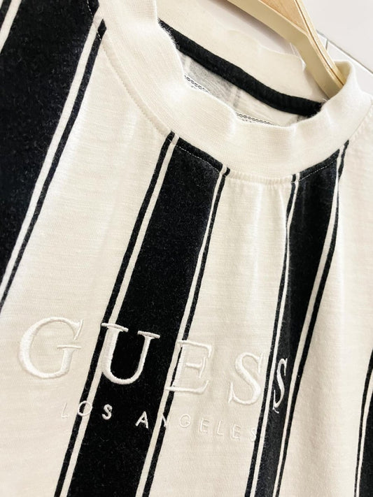 vintage 90s guess embroidered striped tee - good market thrift store