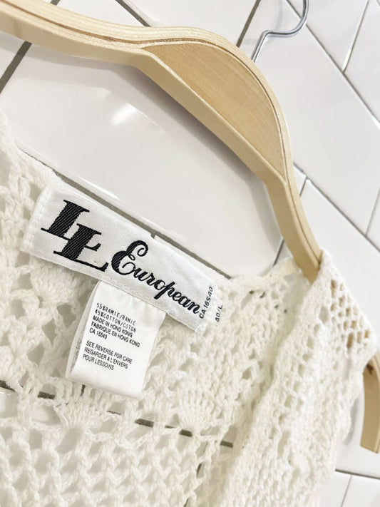 vintage 90s ll european ramie - cotton crochet knit vest mini dress - good market thrift store