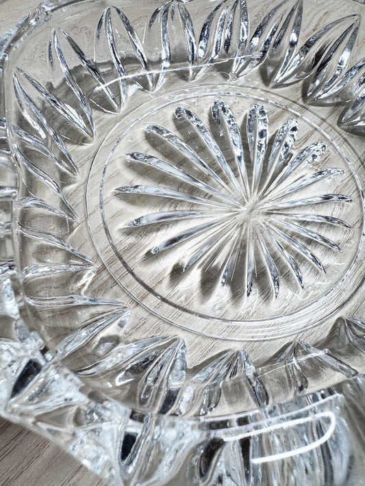 vintage crystal glass heavy ashtray