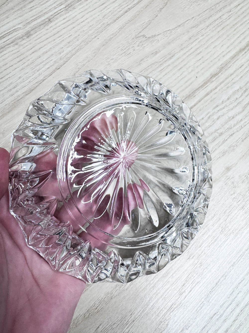vintage crystal glass heavy ashtray