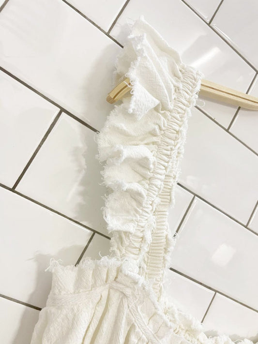 free people claudette ruffle shoulder mini dress - good market thrift store