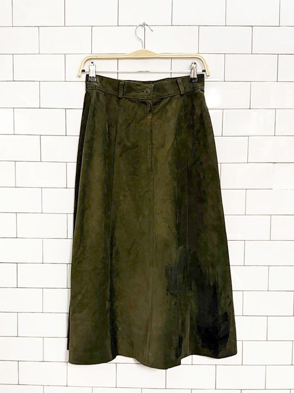 vintage l'officiel suede full midi skirt | leather