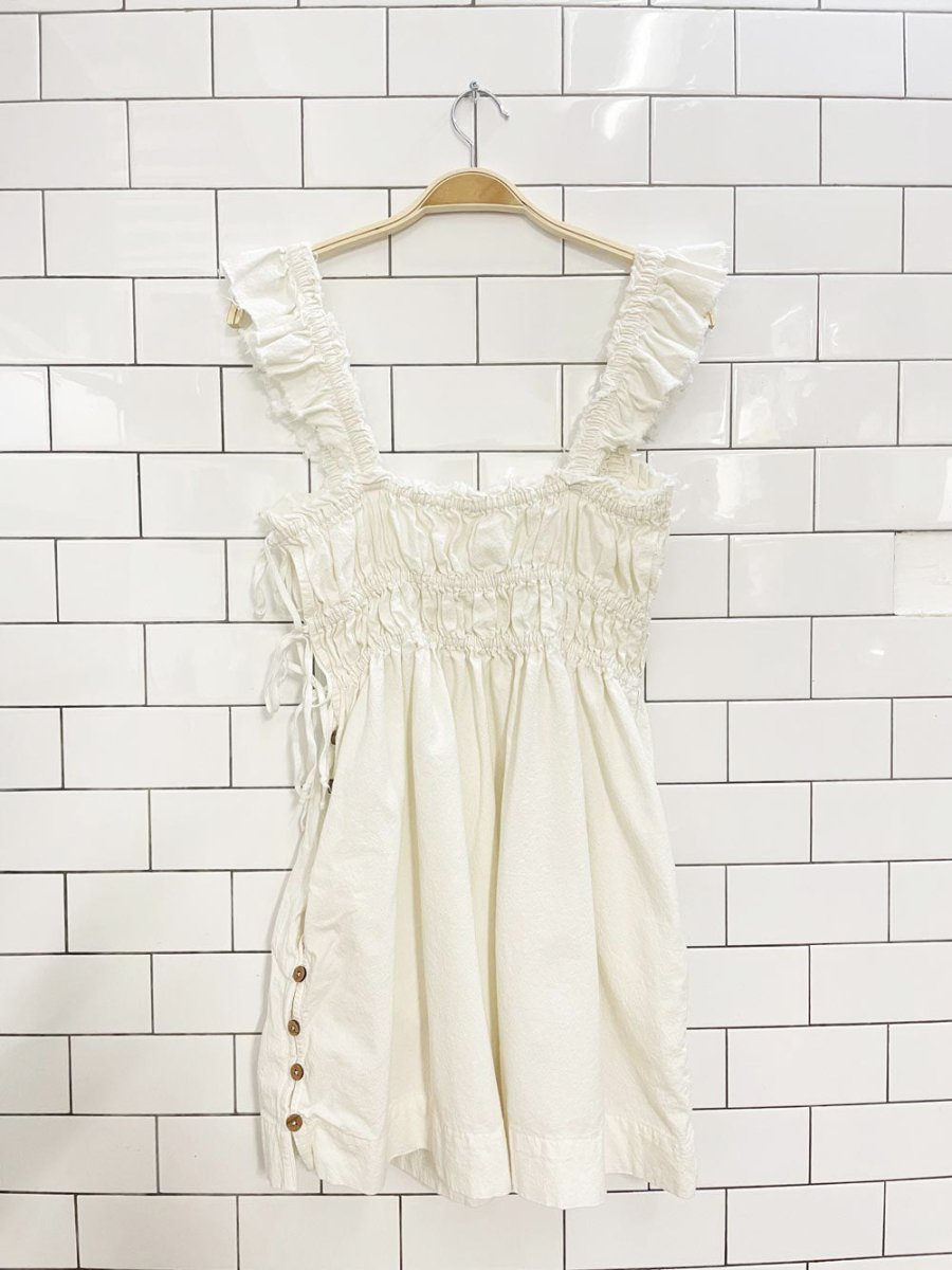 free people claudette ruffle shoulder mini dress - good market thrift store