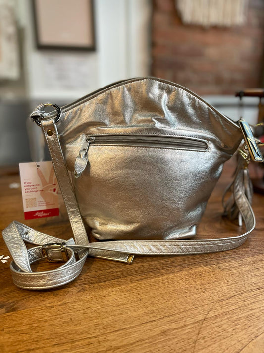 vintage 80s pinky las vegas metallic leather bag