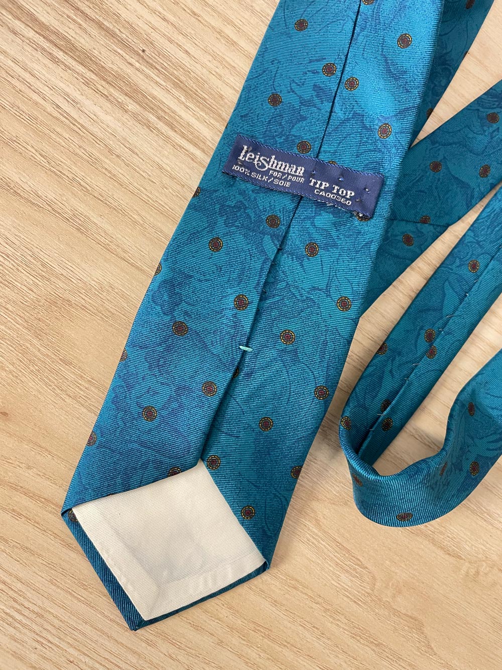 vintage tiptop medallion leaf print silk tie