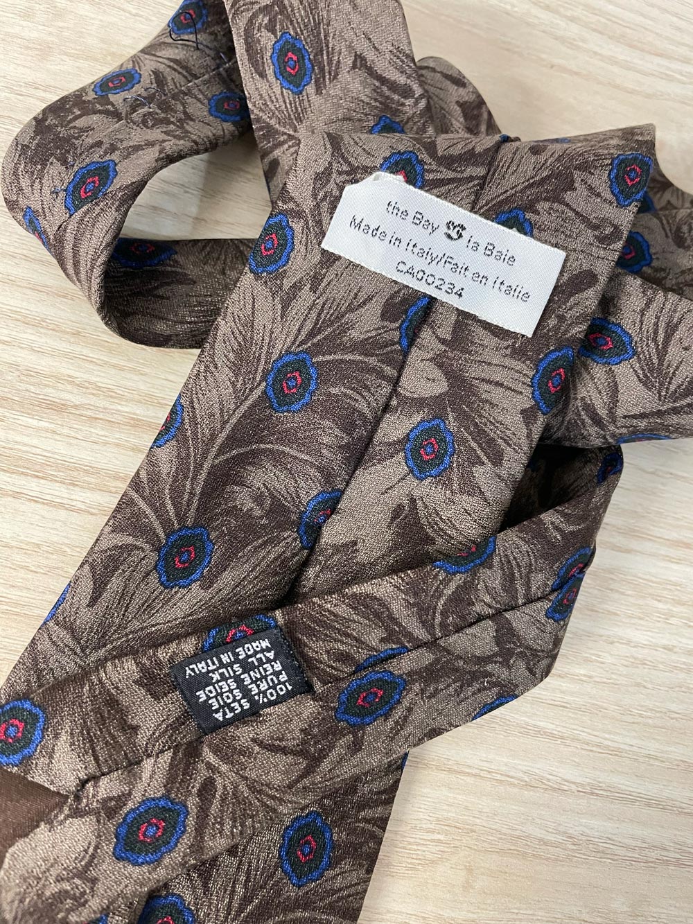 vintage the bay medallion leaf print silk tie