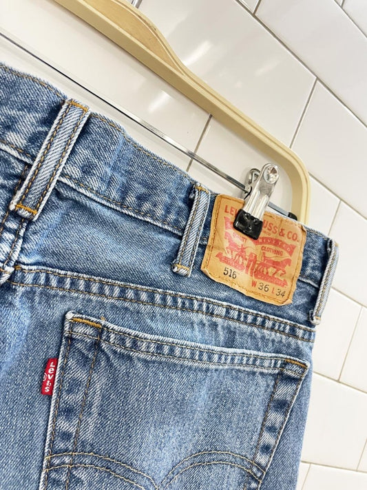 levi's 516 straight long cut off denim shorts - good market thrift store