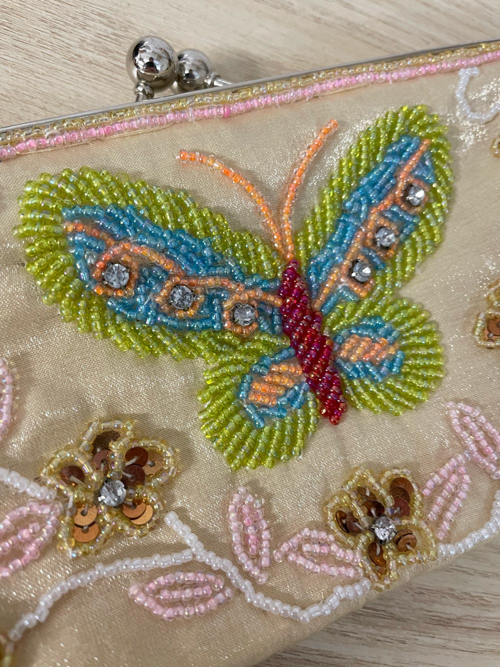 beaded butterfly clutch