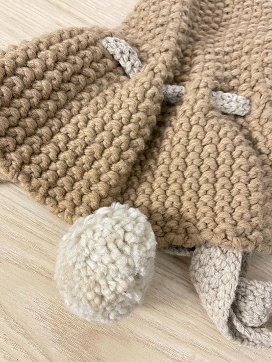 hand-knit animal ears snood hat