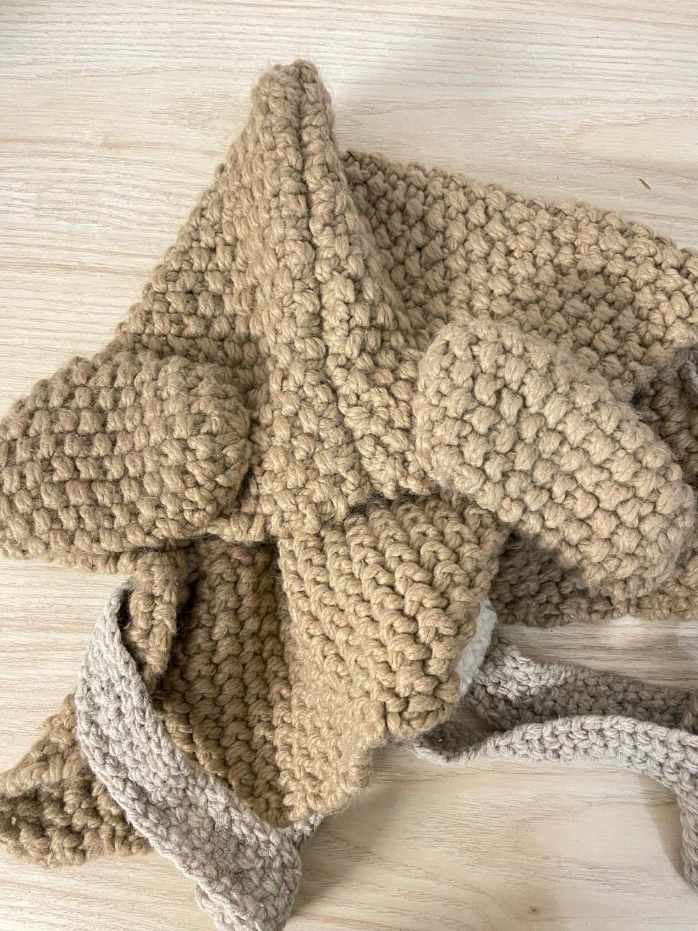 hand-knit animal ears snood hat