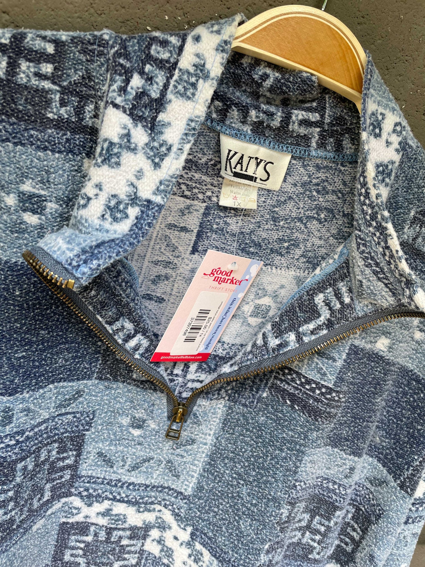 vintage katys aztec patch 1/4 zip fleece pullover