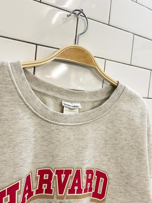 harvard oversized varsity logo fleece crew - good market thrift store