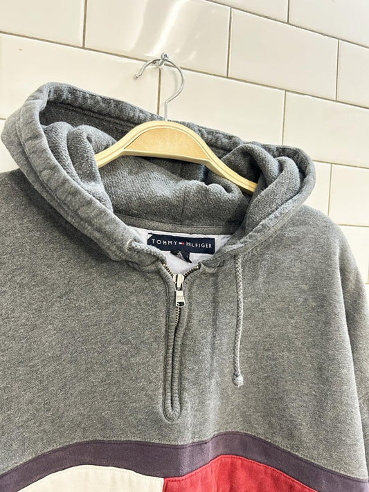 tommy hilfiger oversized 1/4 zip flag hoodie - good market thrift store