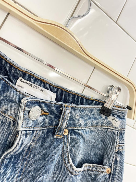 garage festival cut off denim shorts - good market thrift store