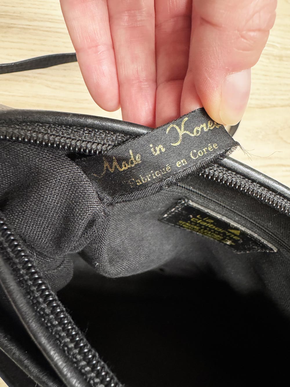 vintage 90s liz claiborne monogram leather trim canvas bag