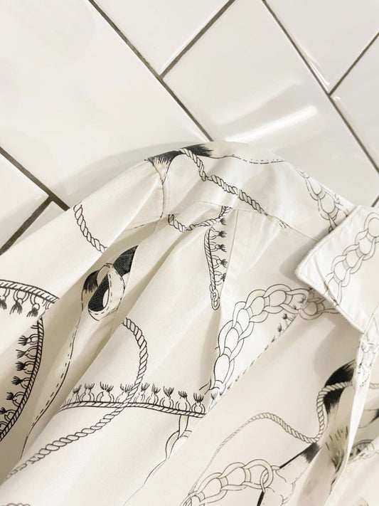 vintage 90s tabi equestrian print pleated shirt - good market thrift store