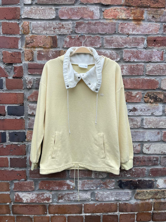 vintage 80s adidas snap funnel neck ribbed sweatshirt