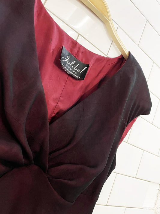 vintage 00s jolibel chiffon strong shoulder knee - length dress - good market thrift store