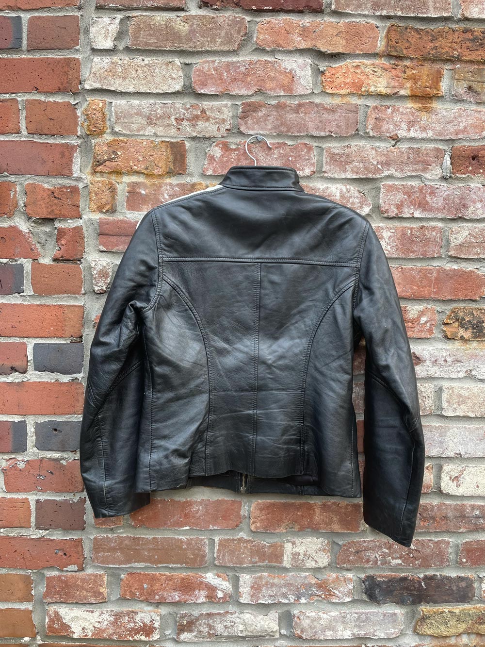 vintage 00s racing stripe leather jacket