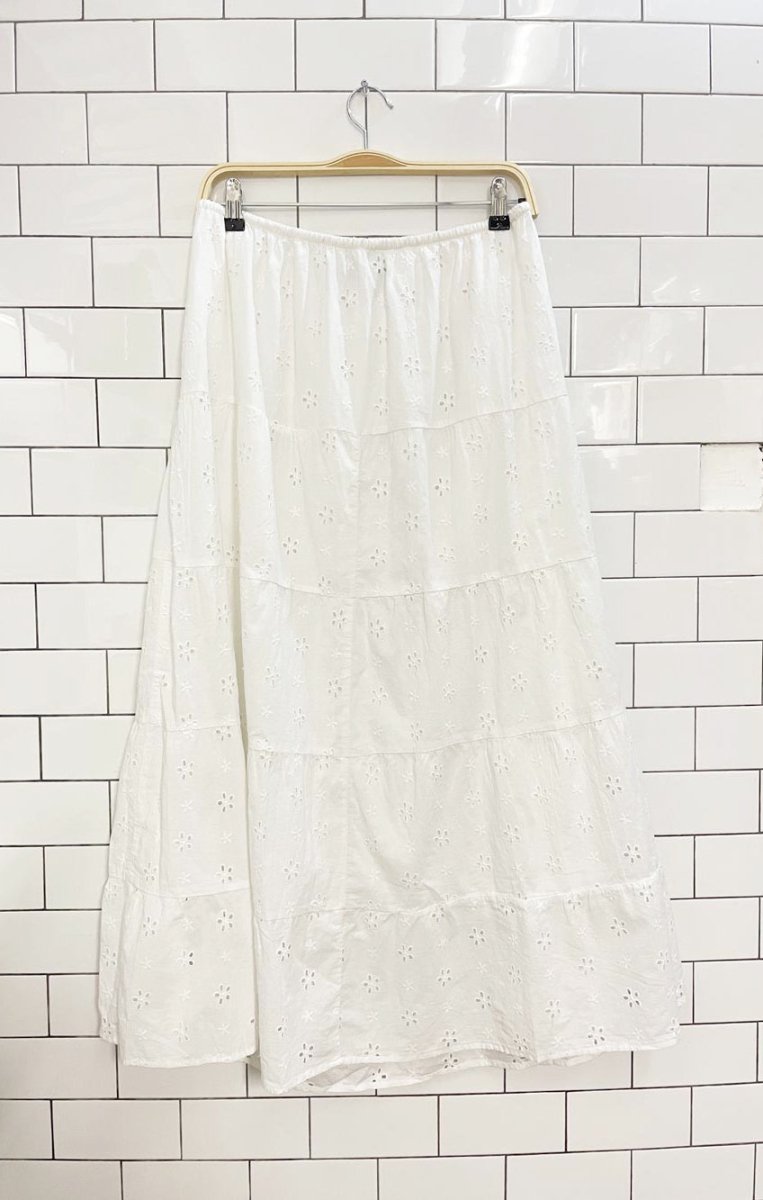 nwt hollister boho prairie tiered eyelet maxi skirt - good market thrift store