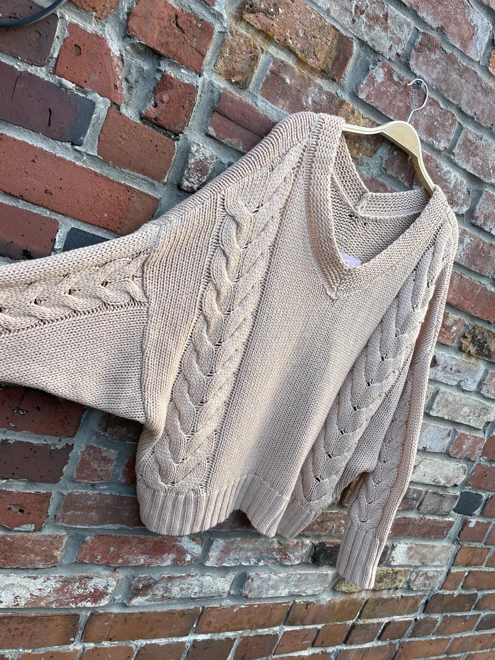 wool-blend oversized boxy cable knit sweater