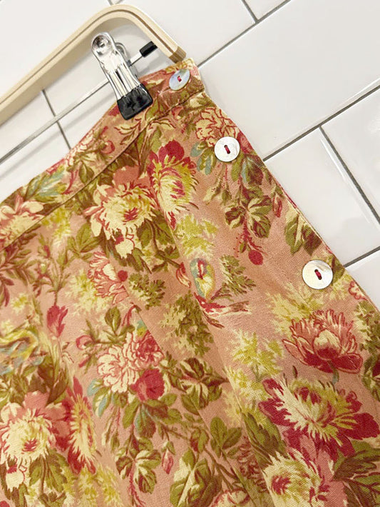 april cornell floral tiered shell button midi skirt