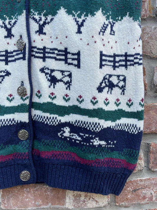 vintage NR parkhurst cow farm knit vest