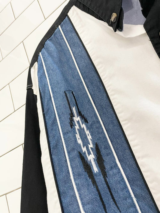 vintage 90s riders western denim panel shirt - good market thrift store